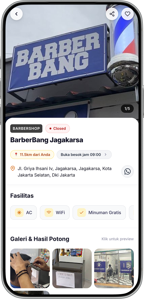 Tampilan halaman barbershop di website dicukur.com